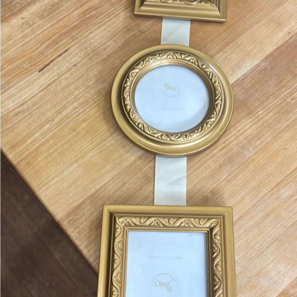 Pottery Barn Kids Gold Ornate Picture Frame with Hanging Ribbon - like new